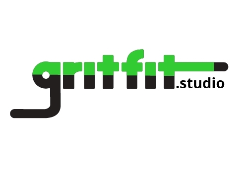Logo of "gritfit studio" with "grit" in black and "fit" in green, embodying the perseverance and strength found in physical therapy.